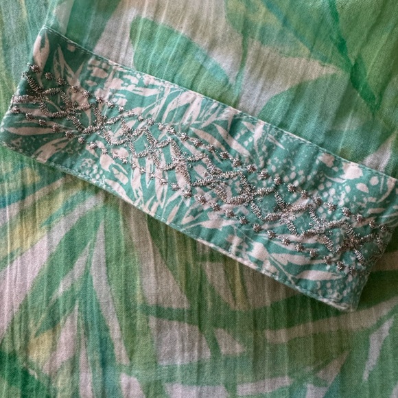 Christian Siriano Mint Green Tropical Print Gauze Tunic Top, XL - Picture 4 of 6